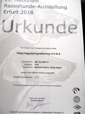 Rassehundeausstellung_Erfurt_2018 Urkunde